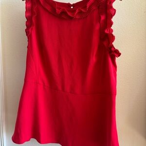 Ann Taylor Vibrant Red Ruffled Blouse